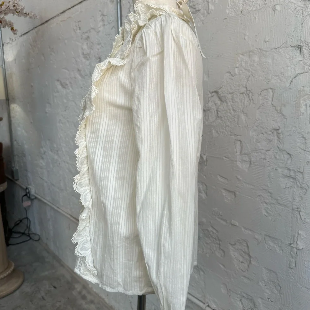 Sézane Chemise Marianella Scalloped White Victorian Blouse SIZE 4 - Picture 4 of 13